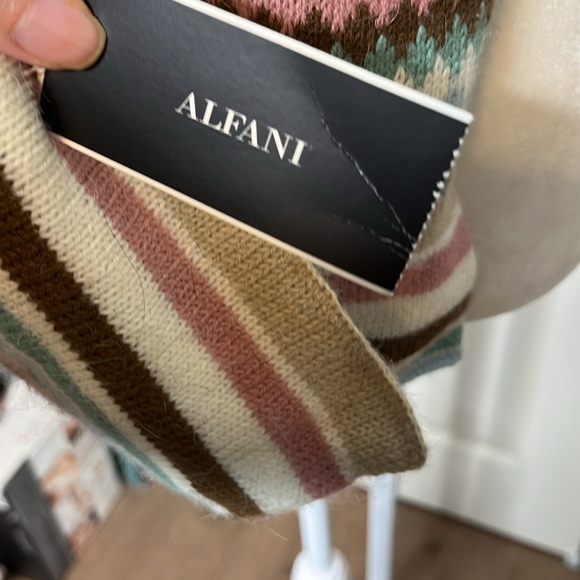 Alfani multicolor argyle geometric shapes with stripes soft cozy scarf New - Picture 5 of 7